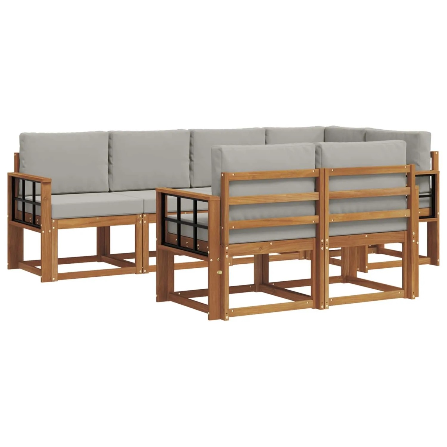 Thumbnail - vidaXL Outdoor-Sofagarnitur mit Kissen 7-Tlg Natur und Hellgrau 3366544