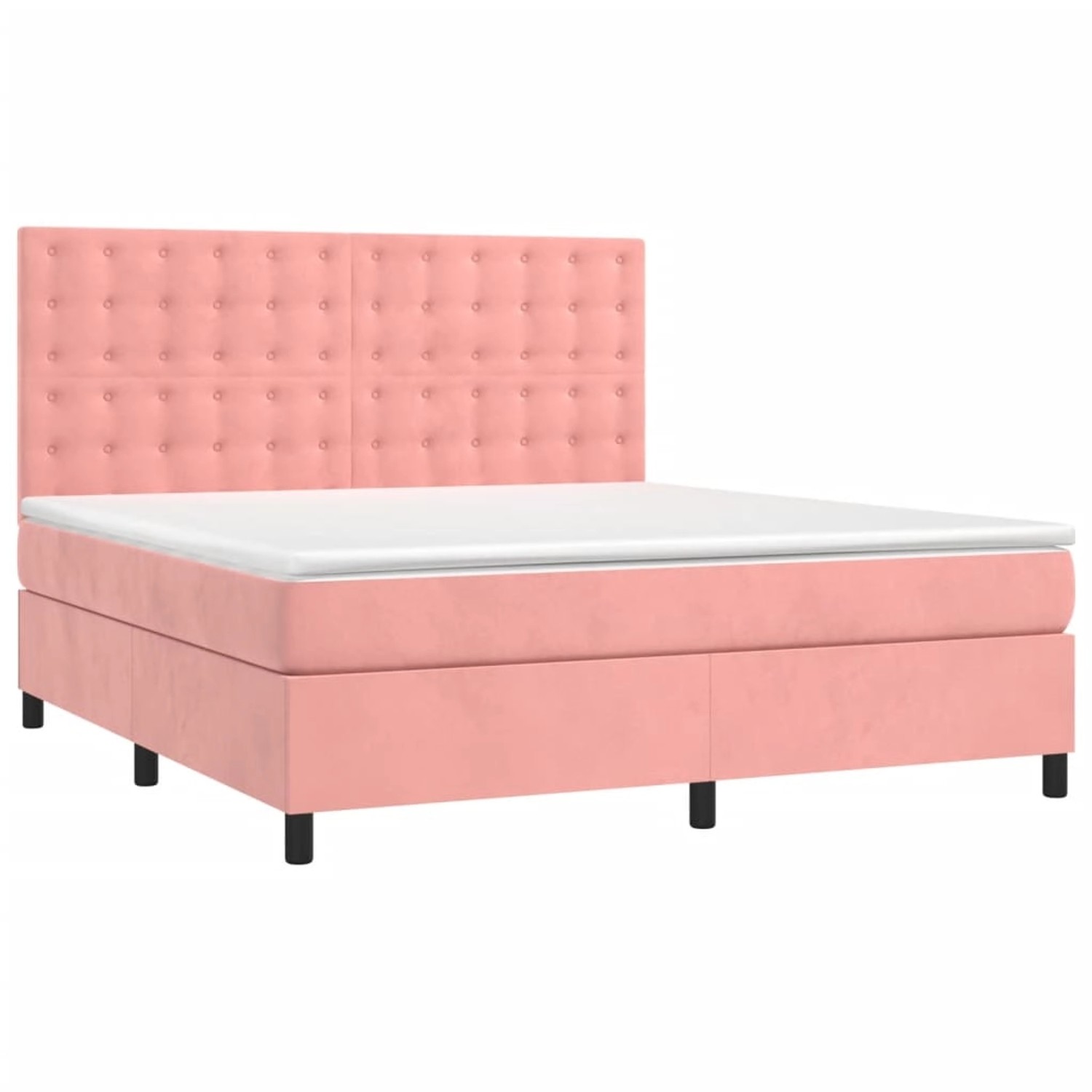 vidaXL Boxspringbett mit Matratze & LED Rosa 160x200 cm Samt 3136376 günstig online kaufen