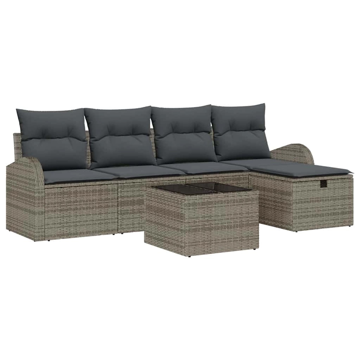 vidaXL Garten-Sofa-Set mit Kissen mit Speicher 6-Tlg Grau Poly Rattan 33604 günstig online kaufen