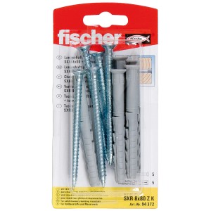 Fischer Langschaftdübel SXR 8 x 80 Z K, 5 Stück, für Voll- und Lochbaustoffe.