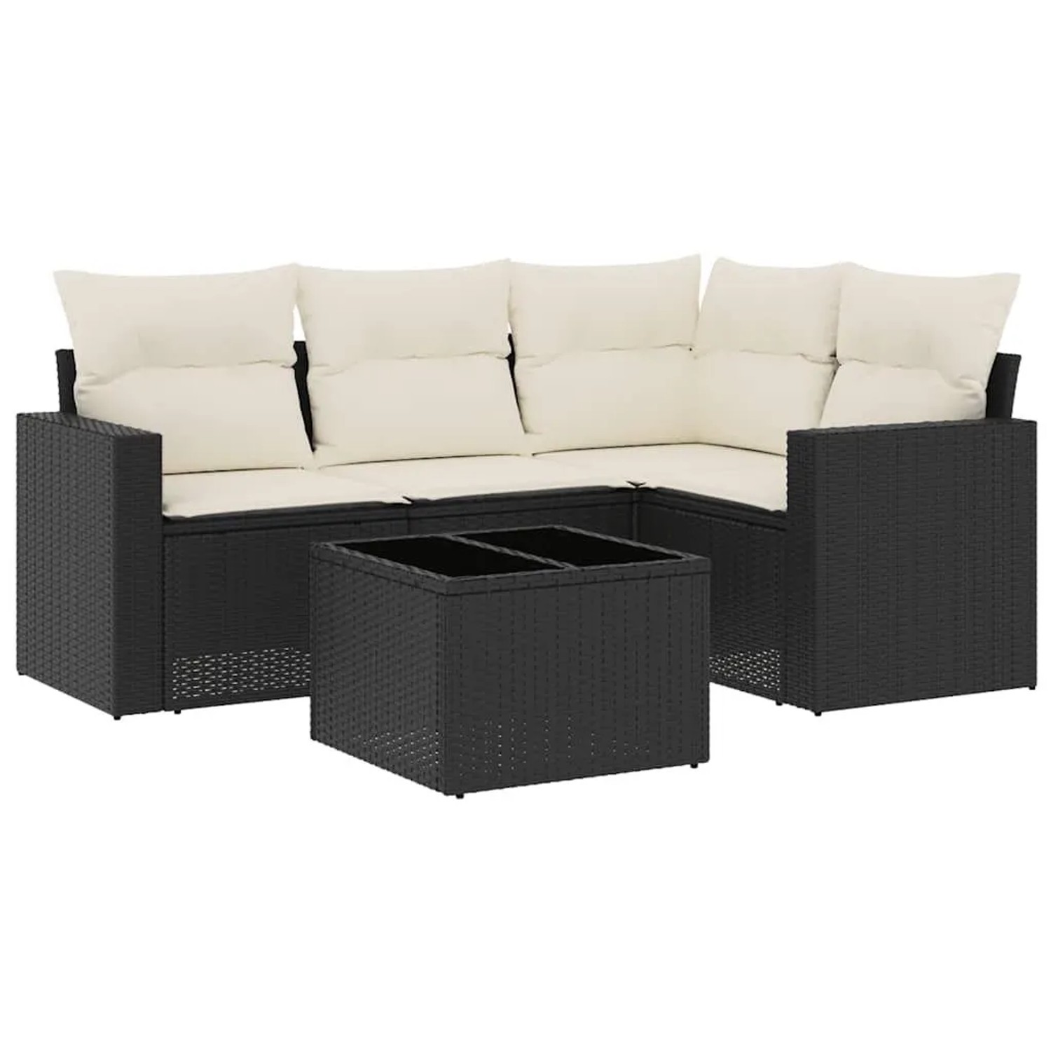 vidaXL 5-Tlg Garten-Sofagarnitur mit Kissen Schwarz Poly Rattan 3251253 günstig online kaufen