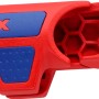 Knipex ErgoStrip Universal-Abmantelungswerkzeug, rote Zange mit blauem Logo und Details.