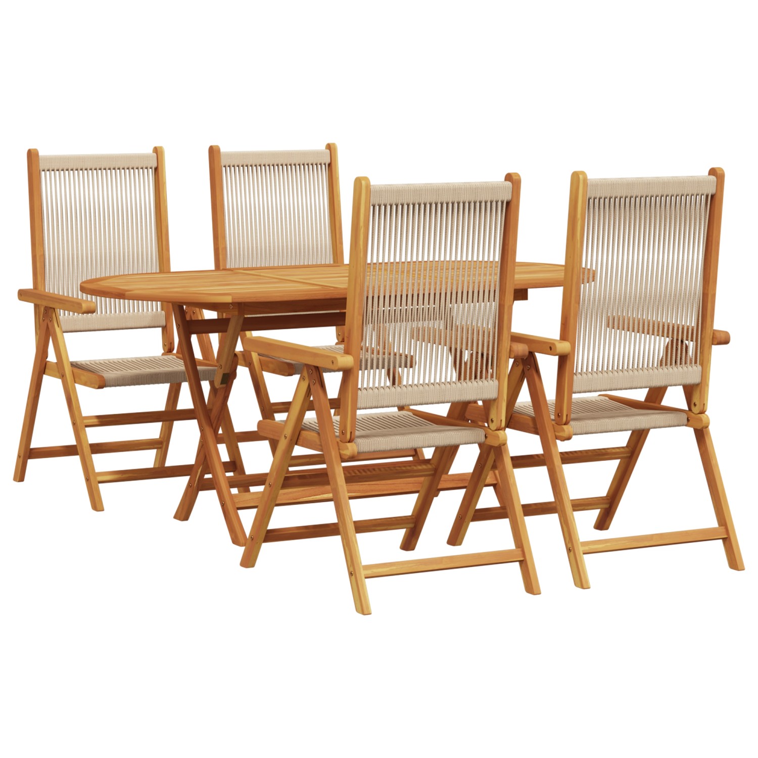 vidaXL 5-tlg Garten-Essgruppe Beige Massivholz Akazie & Poly Rattan 3375740 günstig online kaufen