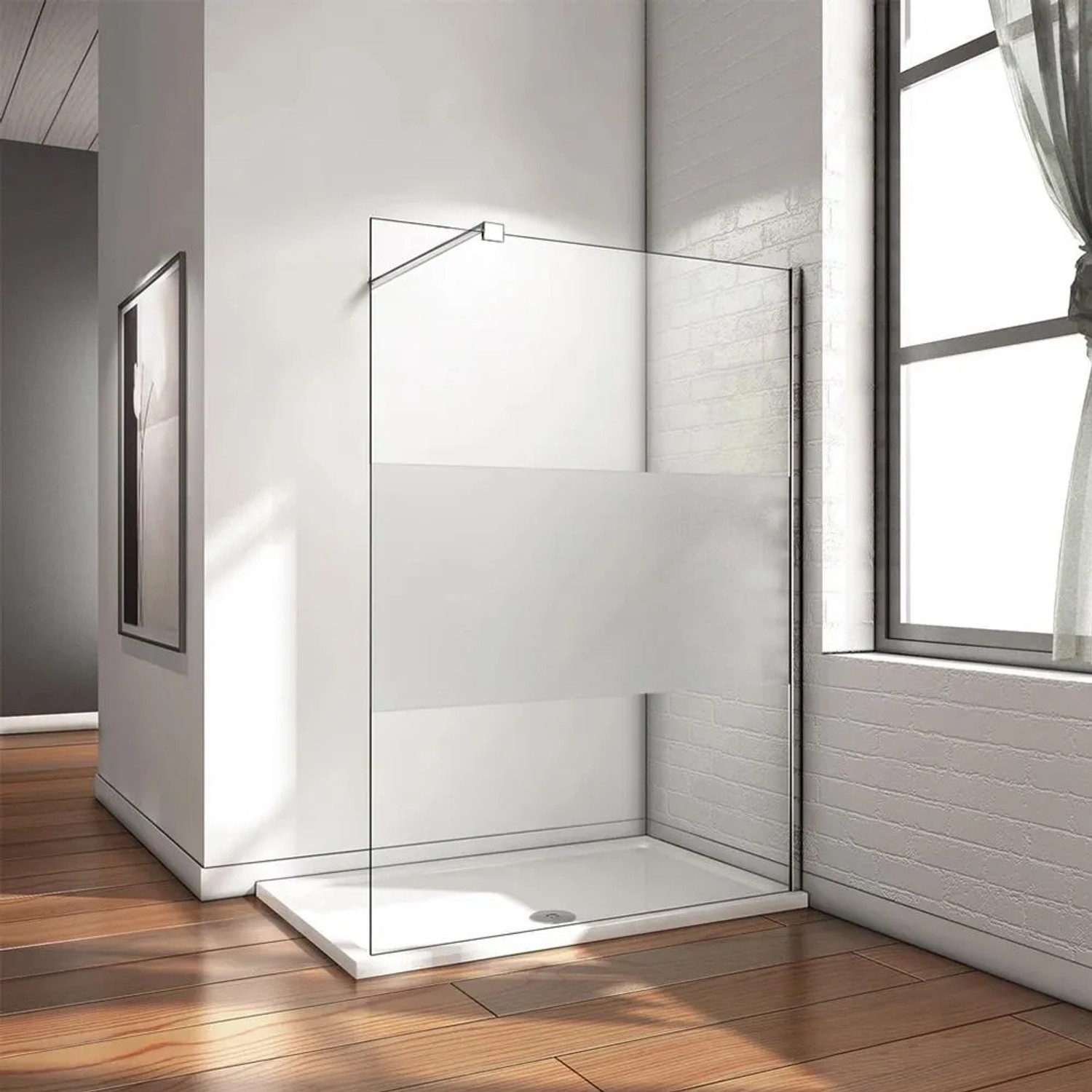 Aloni Walk In Dusche Begehbare Duschwand Glas Duschabtrennung Duschtrennwand Glastrennwand Glaswand mit NANO-Beschichtung Halbmatt Mittelteil 120cm