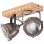 Brilliant Spot Carmen: 2-flammiger Deckenstrahler aus Holz und Metall in Burned Steel Optik.