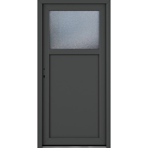 Roro Nebeneingangstür OKE 1154 Kunststoff Weiß-Anthrazit, mit Ornamentglas, DIN L.