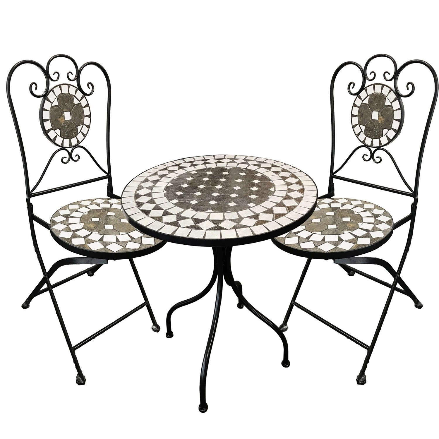 Moawo 3tlg Mosaik Sitzgruppe Gartengarnitur Bistrogarnitur Gartenmöbel günstig online kaufen