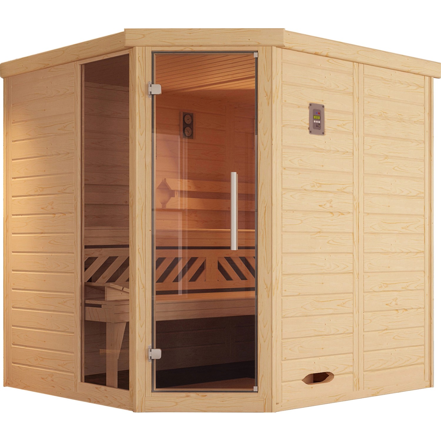 Weka Massivholzsauna-Elementsauna Kemi Eck Gr. 1 Glastür und Fenster Set günstig online kaufen