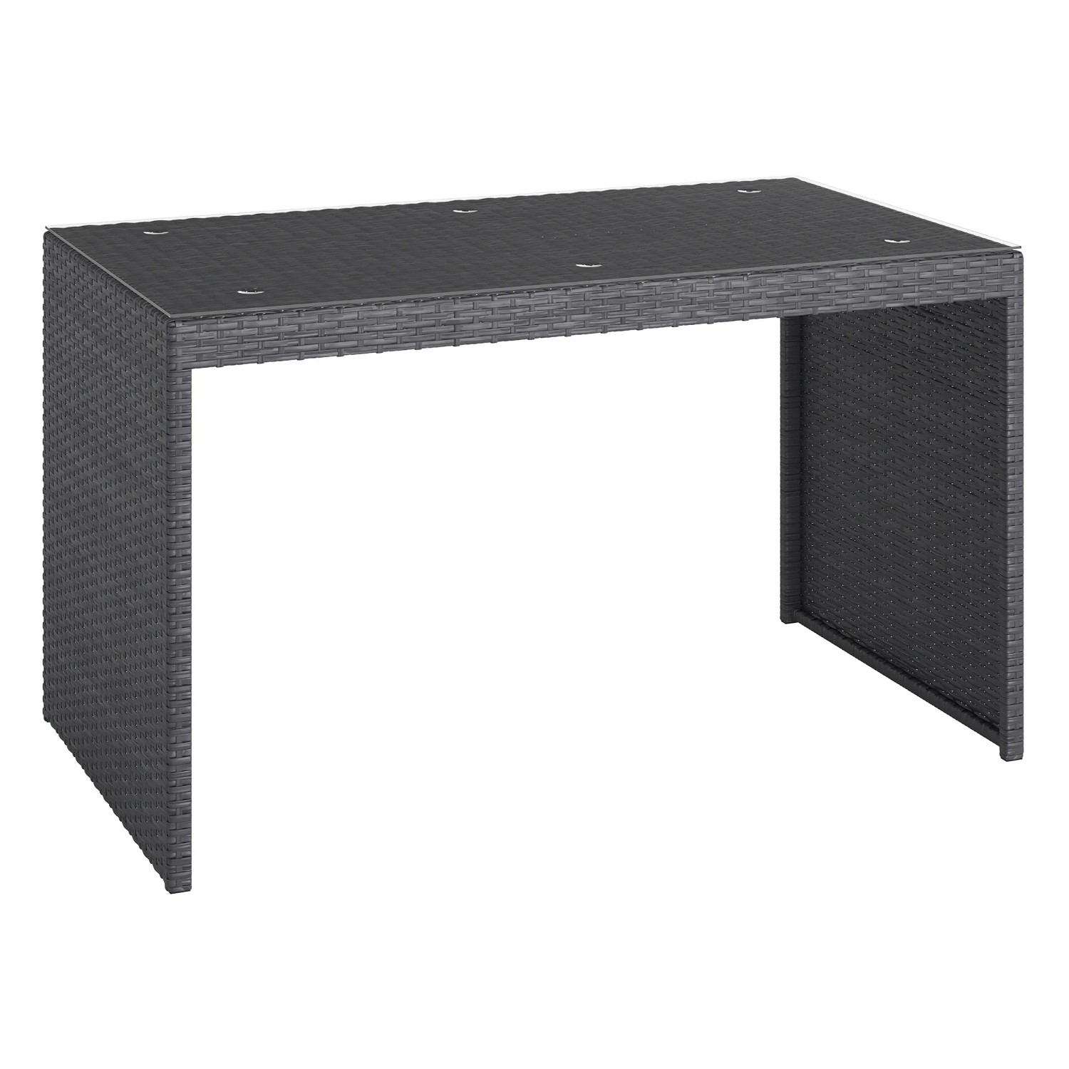 Tisch aus grauem Polyrattan, Teil des 5-teiligen Balkonmöbel-Sets Hazelton.