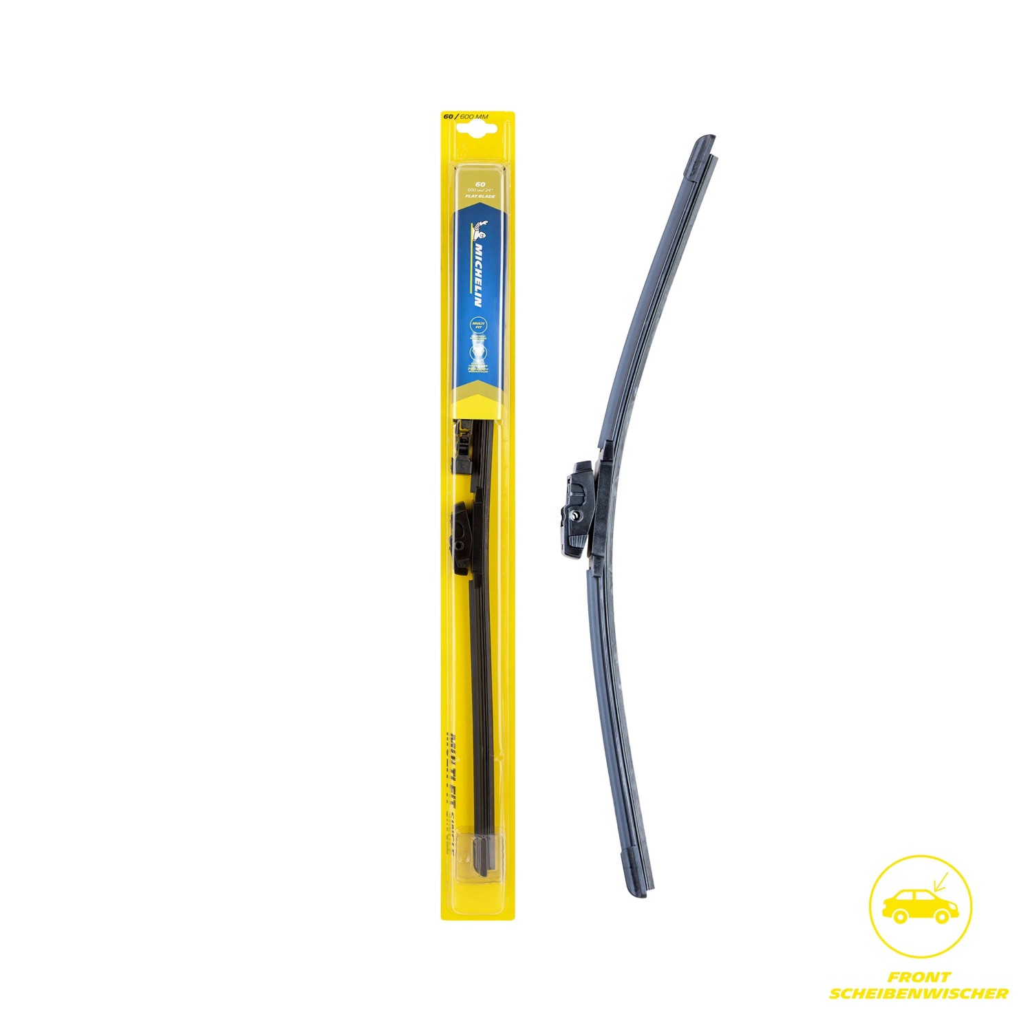 Michelin Scheibenwischer Multi Fit 60 cm, Flat Blade für klare Sicht beim Autofahren.