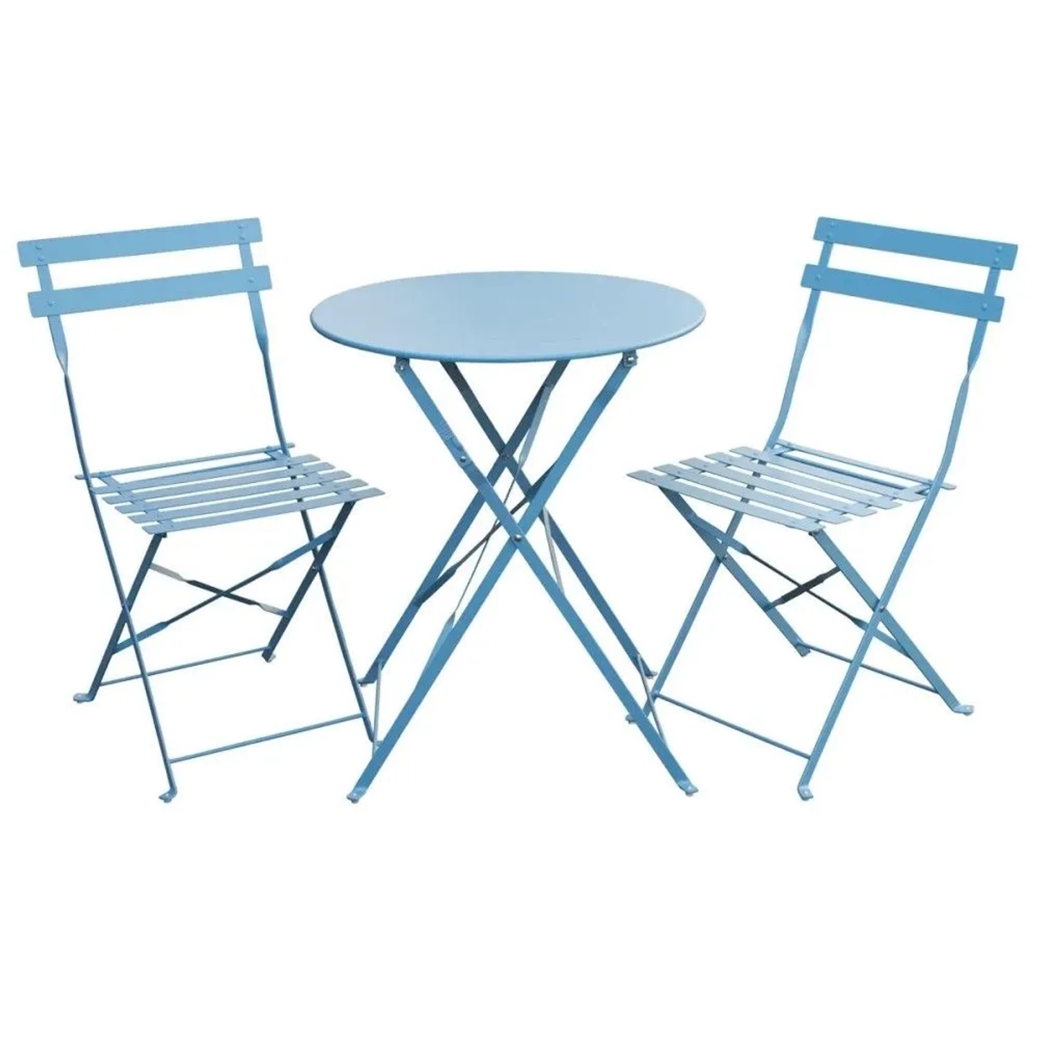 Svita Berlin Balkonmöbel Bistroset Stuhl Tisch Garten Bistro Cafe Metall Klappmöbel Blau