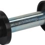 Schubkarren Achse 76 mm mit Staubkappen aus Stahl und Kunststoff, inklusive Schrauben.