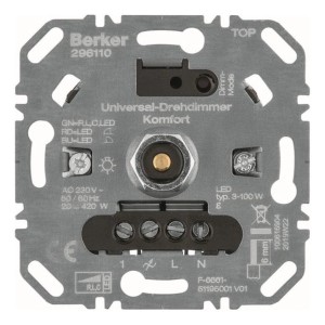 Berker Universal-Drehdimmer Komfort 3-100W für LED-Lampen, Detailansicht der Rückseite.