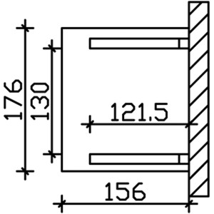 Technische Zeichnung des Skan Holz Haustürvordachs Potsdam 1, Maße: 176x156 cm.