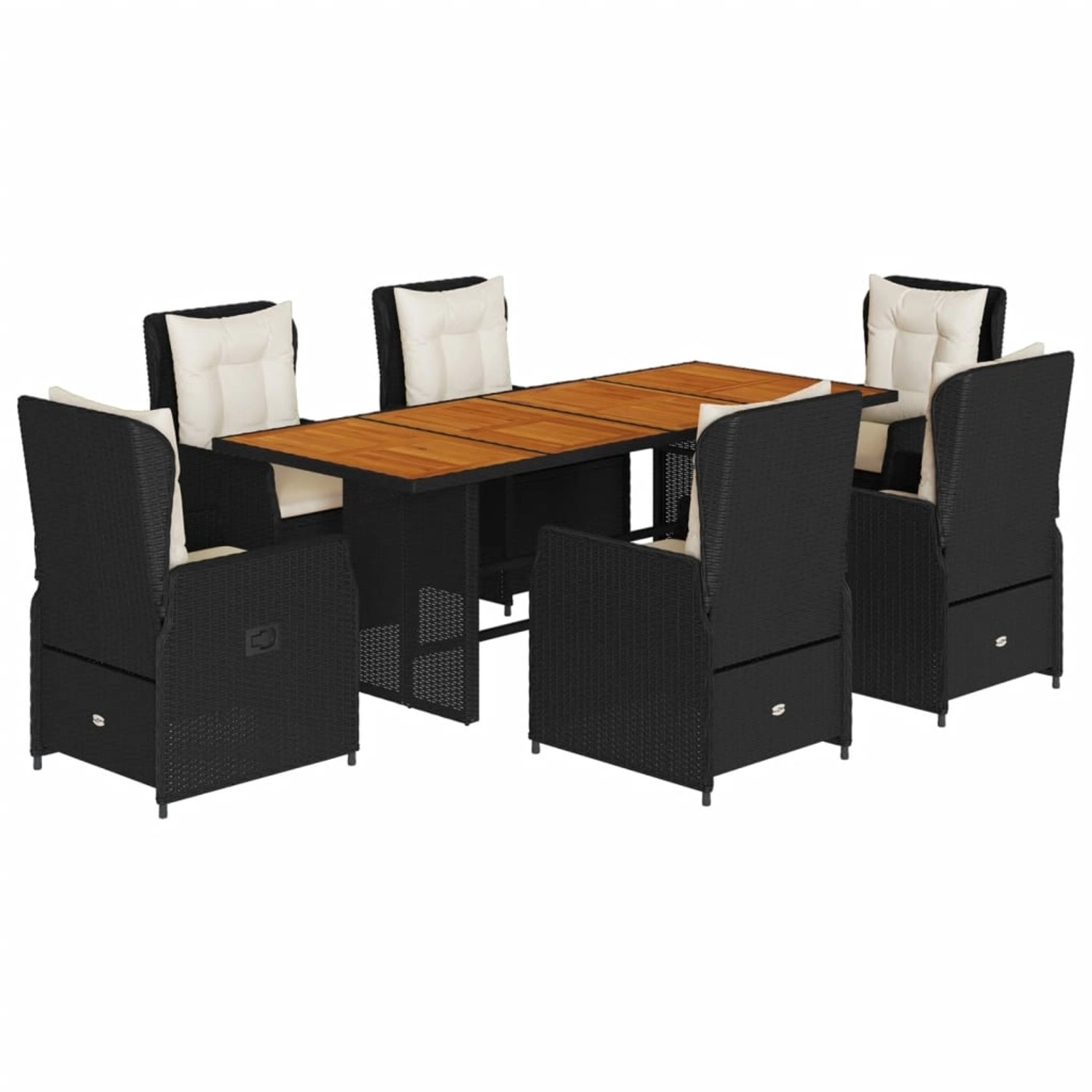 vidaXL 7-Tlg Garten-Essgruppe mit Kissen Schwarz Poly Rattan 3262779 günstig online kaufen