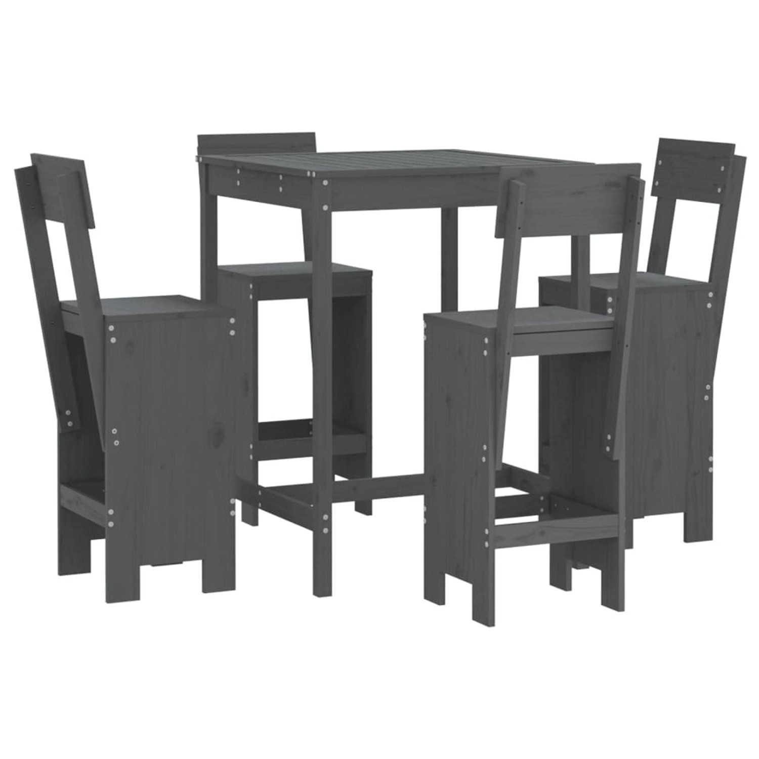 vidaXL 5-tlg Gartenbar-Set Grau Massivholz Kiefer Modell 4