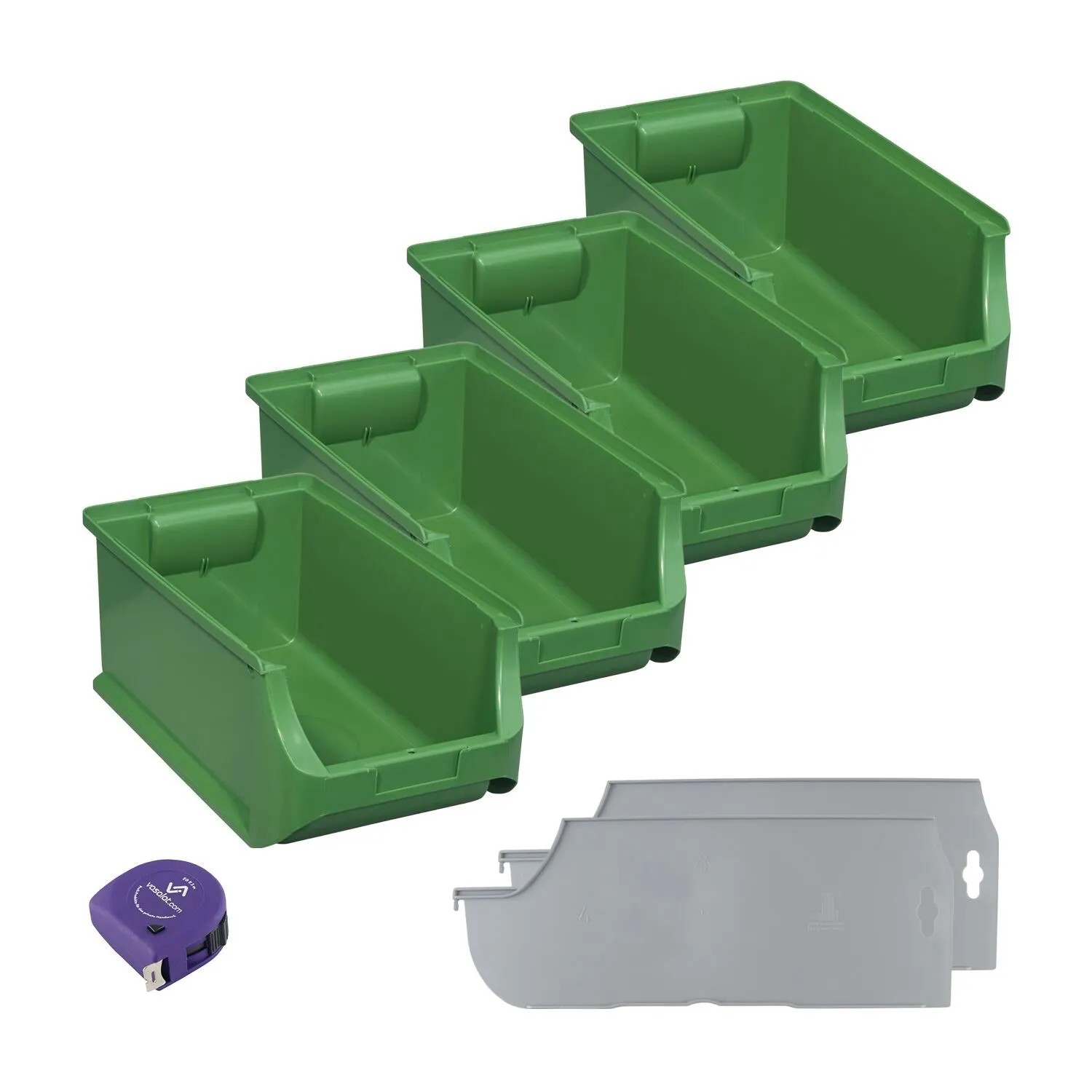 vasalat Set Stapelboxen Größe 4 355x205x150 mm Grün mit Trennsteg 4 Stück