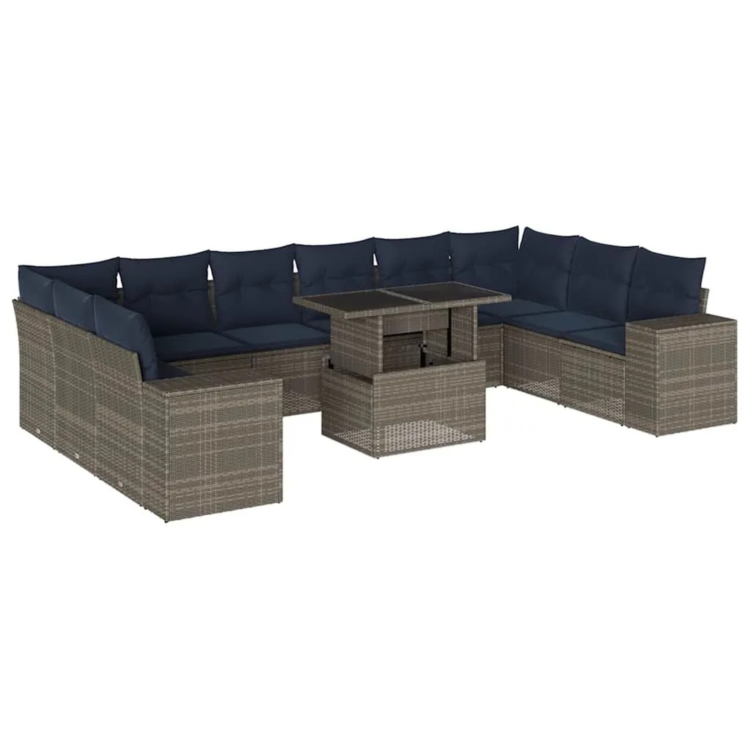 vidaXL 11-Tlg Gartensofa-Set mit Kissen Grau Polyrattan 3269411 günstig online kaufen