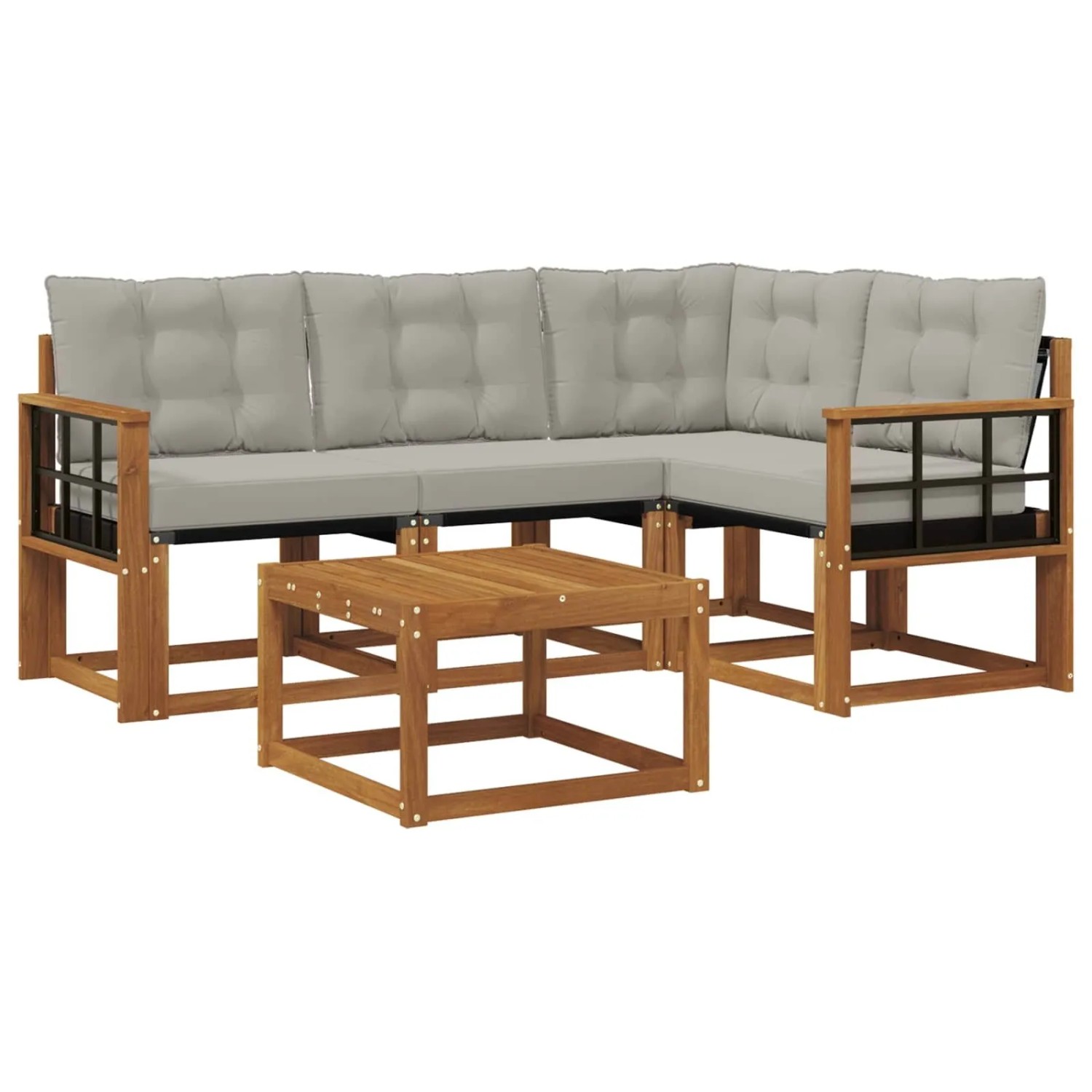 Thumbnail - vidaXL Outdoor-Sofagarnitur mit Kissen 5-Tlg Natur und Hellgrau 3368646