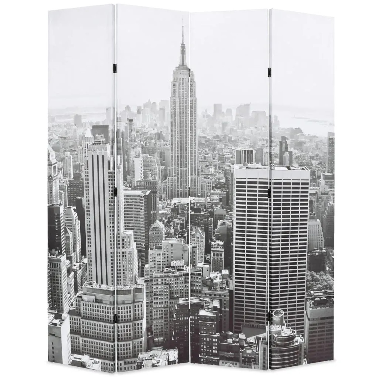 vidaXL Raumteiler Klappbar 160 x 170 cm New York bei Tag Schwarz-Weiß 245858