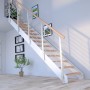 Weiße Treppe Kos mit 14 Buchenholzstufen und Design-Geländer für den Innenbereich.