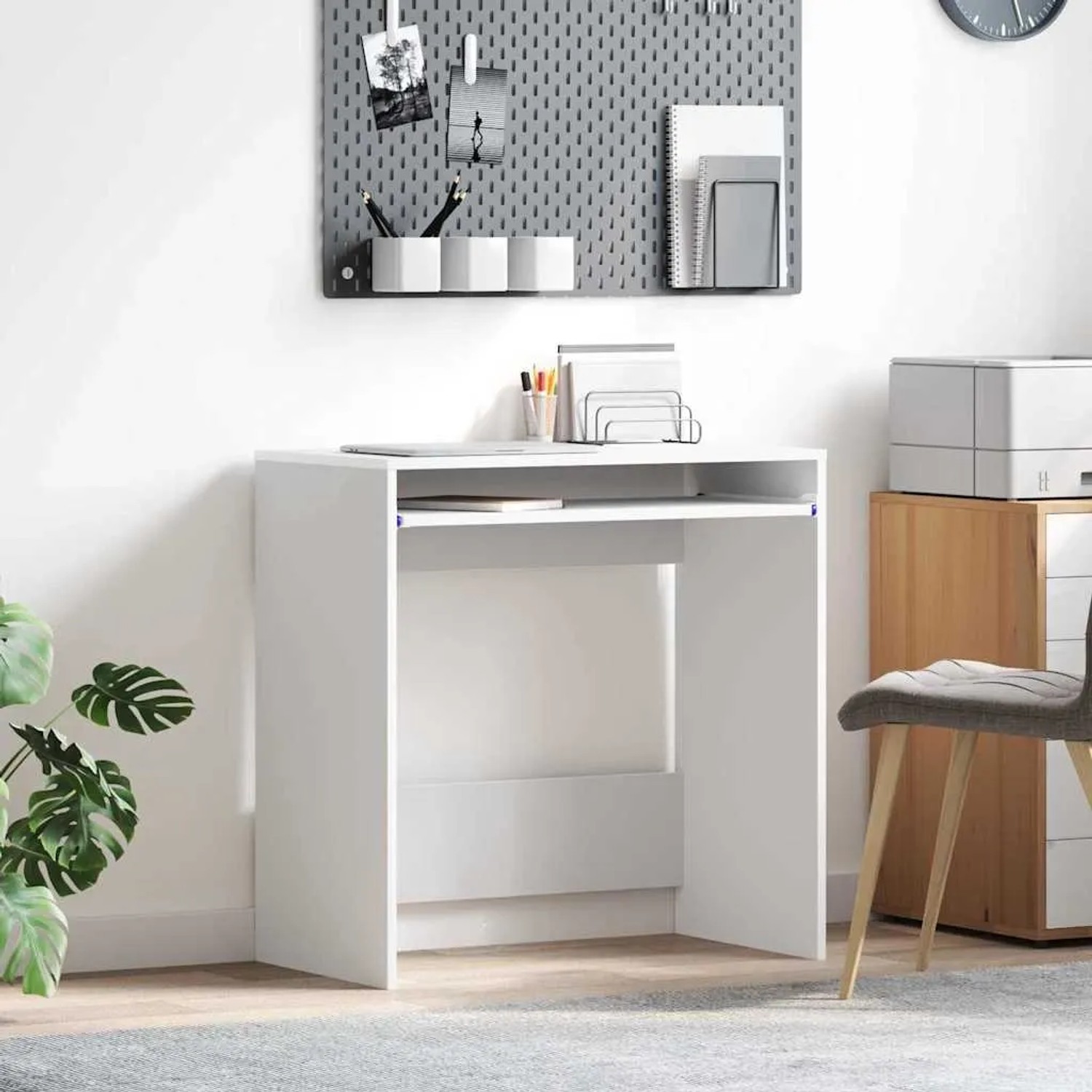 vidaXL Tisch mit Regal Weiß 77,5 x 43 x 79 cm Holzwerkstoff 869514_2