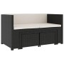 Schwarzes 5-tlg. vidaXL Garten-Lounge-Set aus Rattan mit cremefarbenen Auflagen.