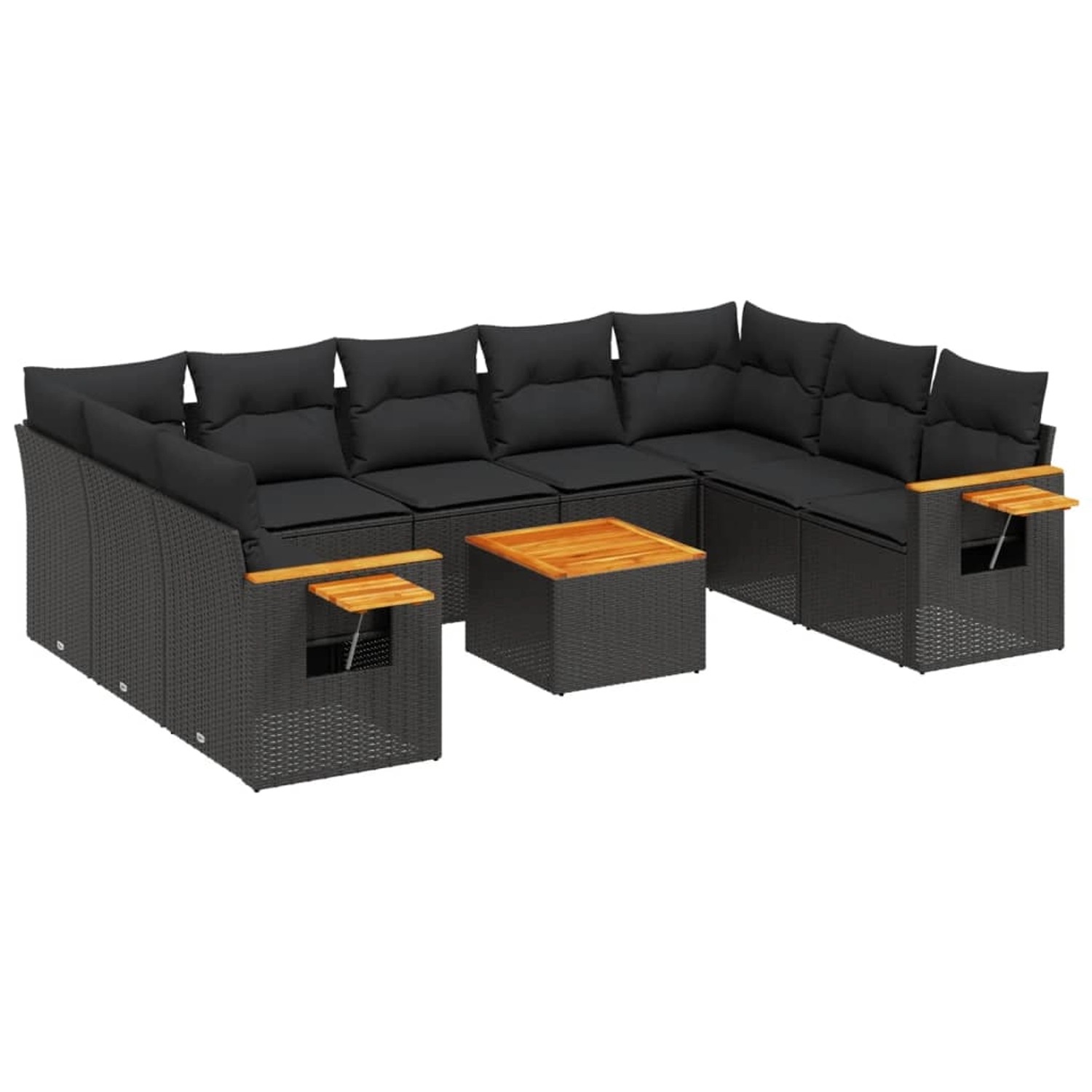 vidaXL 10-Tlg Garten-Sofagarnitur mit Kissen Schwarz Poly Rattan 3259521 günstig online kaufen