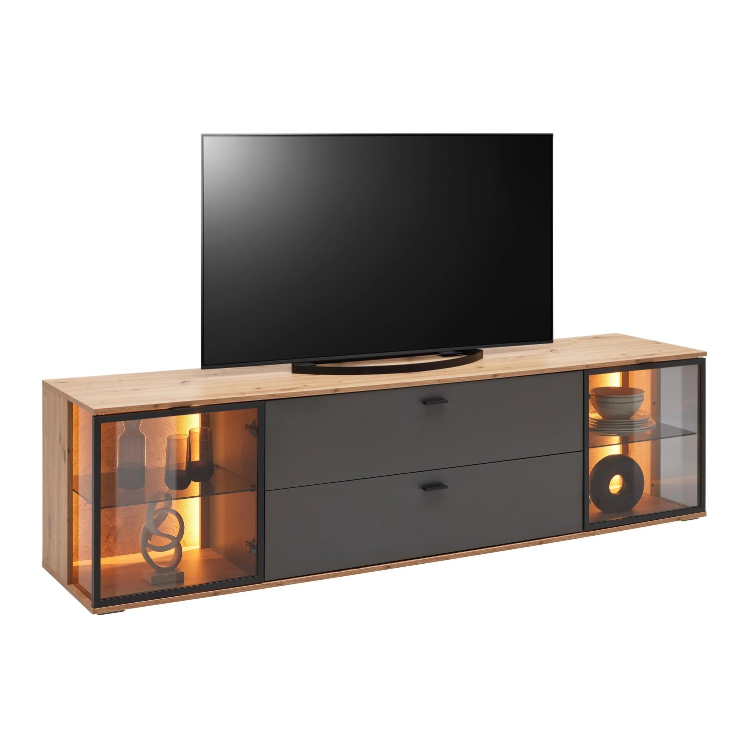 Mömax TV-Element Florenz Grau/Schwarz/Eiche Artisan