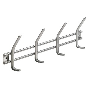 Hettich Edelstahl Garderobenleiste mit 4 Haken, 355x115mm, zum Anschrauben.