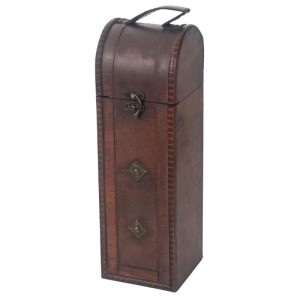 HMF VWB-ITA-HF-01 Vintage Deko Geschenkbox mit Deckel aus Holz für 1 Flasche Wein Hochformat Italien