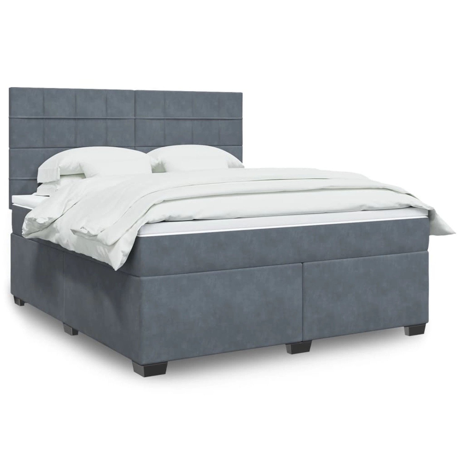 vidaXL Boxspringbett mit Matratze Dunkelgrau 180x200 cm Samt 3293279 günstig online kaufen