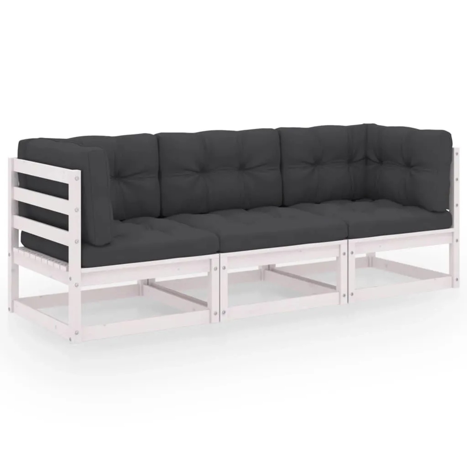 vidaXL 3-Sitzer-Gartensofa mit Kissen Kiefer Massivholz 3076370