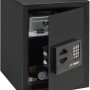 Offener, schwarzer Burg-Wächter Möbeltresor Favor S 7 E mit elektronischem Schloss und Inhalt.