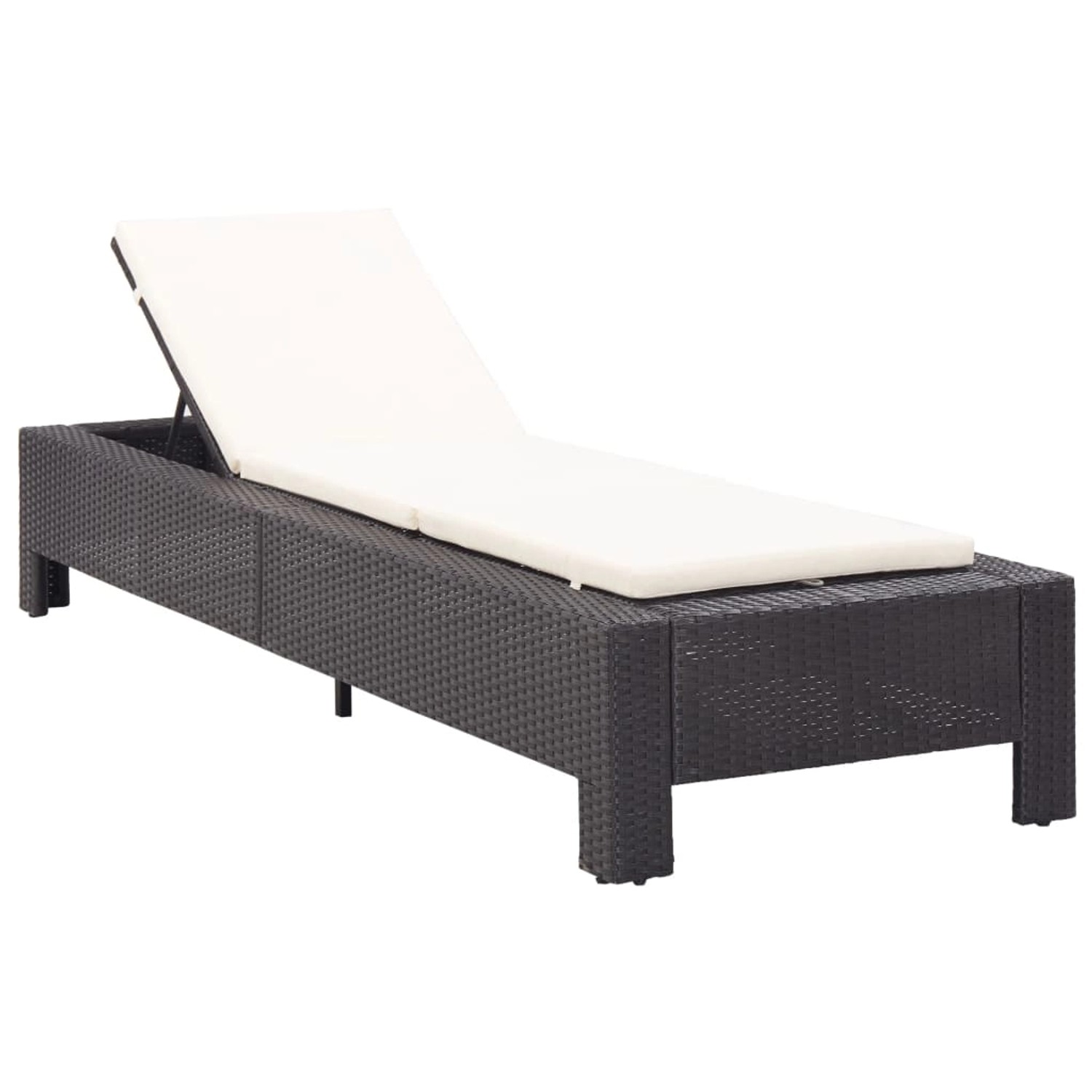 furnicato Sonnenliege mit Auflage Schwarz Poly Rattan