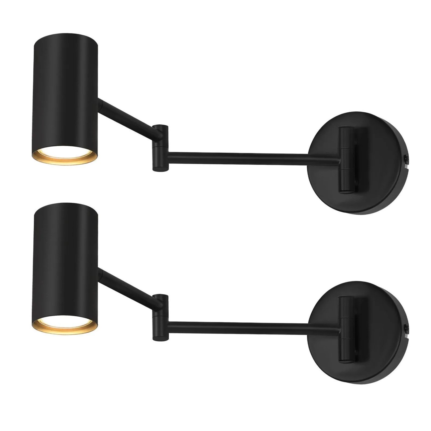 NETTLIFE Lot De 2 Applique Murale Intérieur Noir Vintage Pivotant Métal Rétro Gu10
