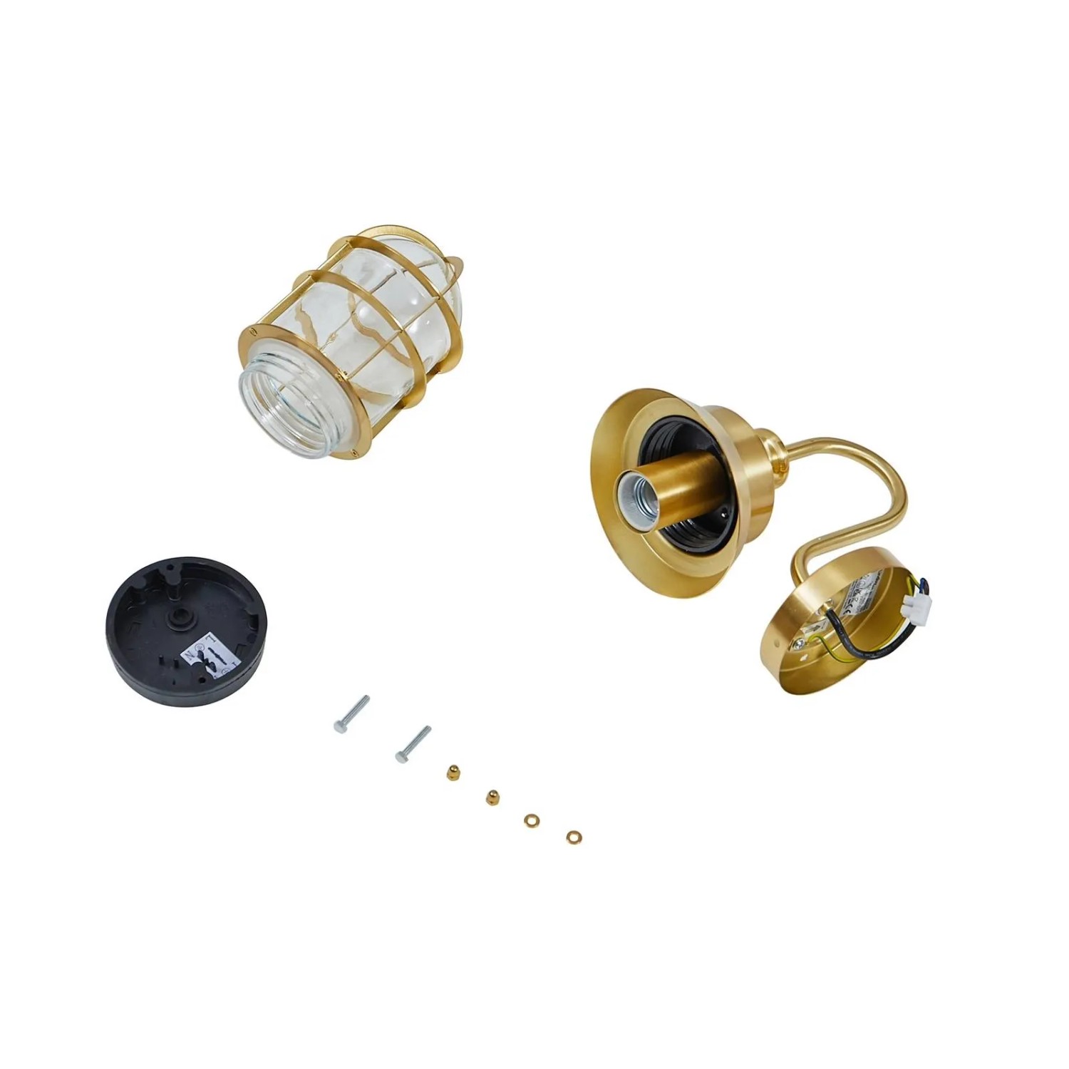 Lindby Adalie Außen Wandleuchte in Gold/Messing, Laterne im Landhausstil, Einzelteile