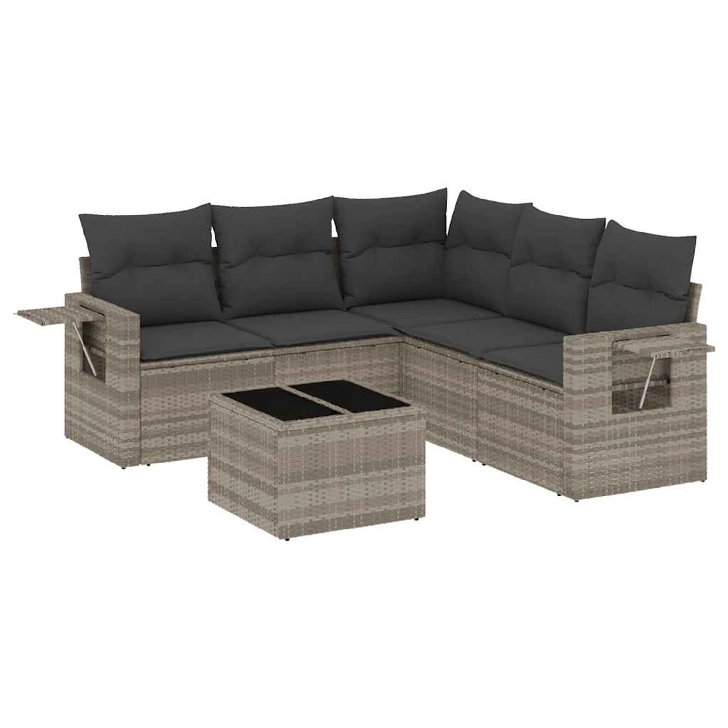 vidaXL 6-Tlg Garten-Sofagarnitur mit Kissen Hellgrau Poly Rattan 3220161 günstig online kaufen