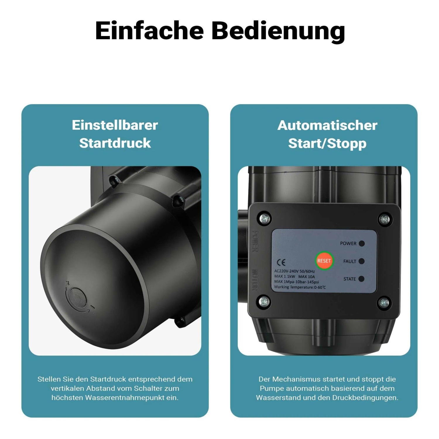 Wiltec Druckschalter Kabel Skd-2D 230V 1-Phasig Pumpensteuerung Hauswasserwerk_4