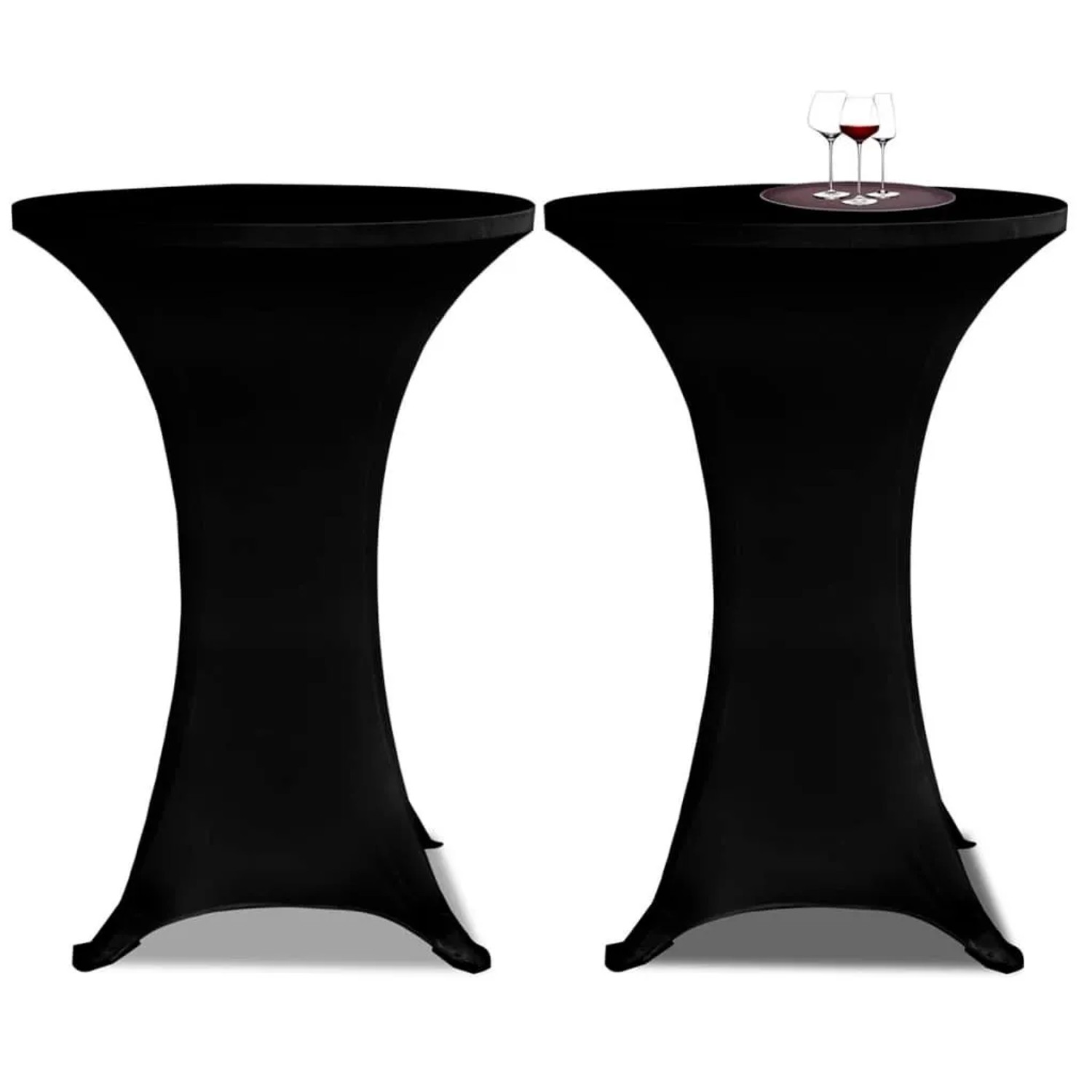 DELUKE Tischhussen Für Stehtische 2er Set AMAU Stretchhusse Ø80cm Schwarz Hussen Elastisch Stehtischhusse Stehtisch-Abdeckung