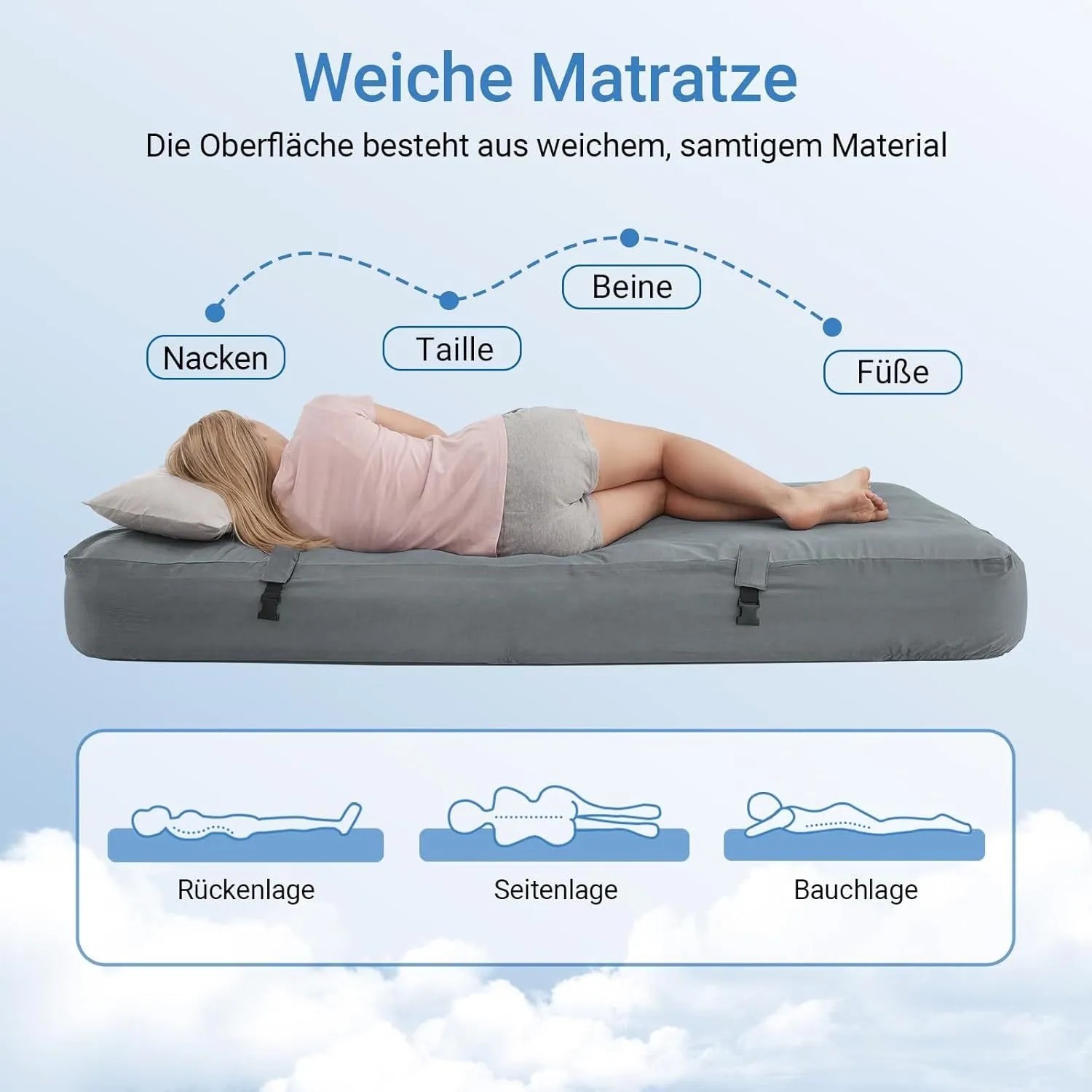 Graue SoBuy Luftmatratze Campingmatratze mit Person für Camping & Reise.
