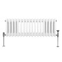 Weißer 3-Säulen Heizkörper (300x832mm) im traditionellen Design mit Ventilen.