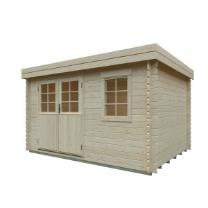Unbehandeltes Kiehn-Holz Gartenhaus KH 28-119 aus Fichtenholz, 340x250 cm.