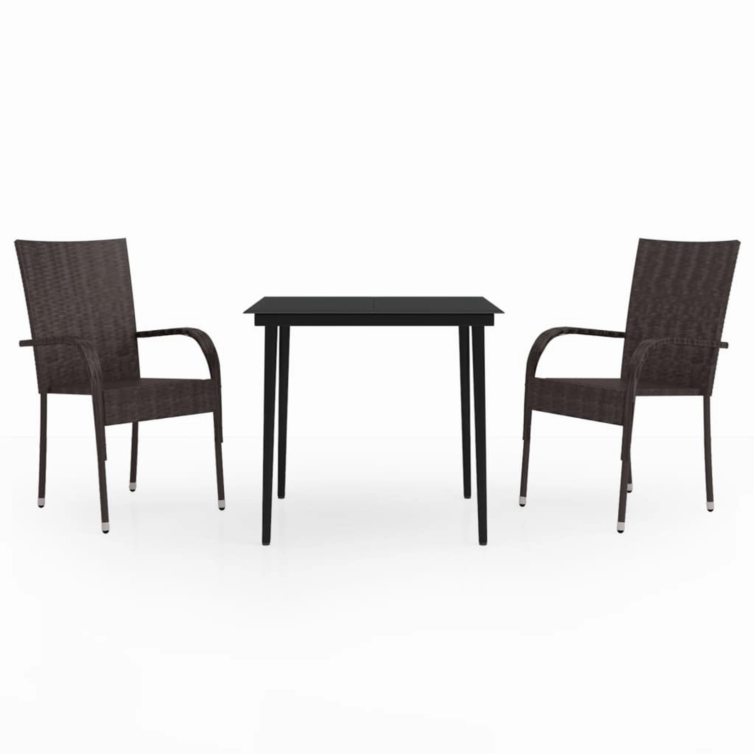 vidaXL 3-Tlg Garten-Essgruppe Braun und Schwarz 3099401