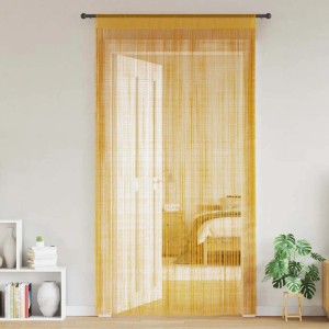 Goldene Fadenvorhänge, 2 Stück, 100x250 cm, als Fensterdekoration oder Raumteiler.