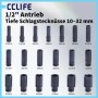 CCLIFE 1/2 Zoll tiefe Schlagschrauber Nüsse, 10-32mm, schwarz. Robuste Cr-Mo Stahl Stecknüsse für Werkstatt.