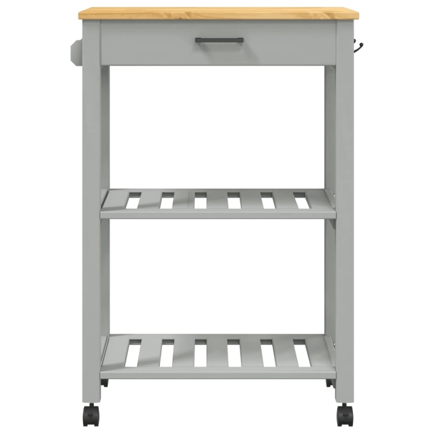 vidaXL Küchenwagen MONZA, grau, mit Schublade, 2 Ablagen und Rollen. Ideal für Küche und Büro.
