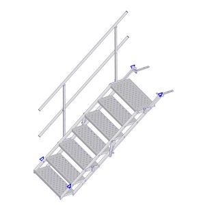 Schake Bautreppe aus Stahl, 10 Stufen, 700 mm breit, für Betonbau.