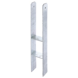 Feuerverzinkter Alberts H-Pfostenträger 116x400/800 mm zum Einbetonieren.