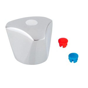 Kirchhoff Metall-Haubengriff, verchromt, mit Markierung (Blau/Rot/Weiß) für Armaturen.